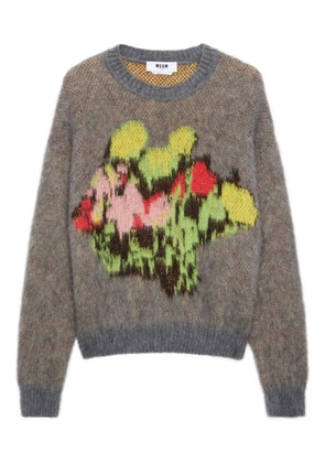 MSGM floral-detail sweater - Grey
