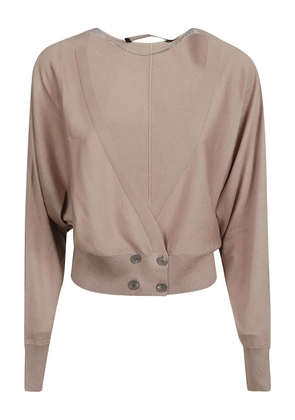 Fabiana Filippi button-detail V-neck cardigan - Purple