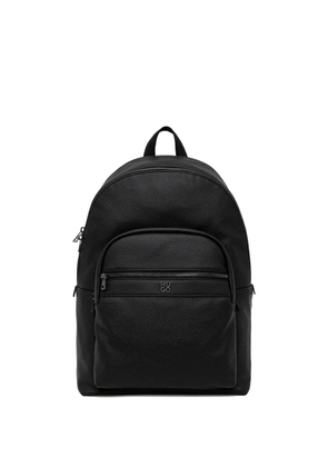 HUGO logo-plaque leather-effect backpack - Black