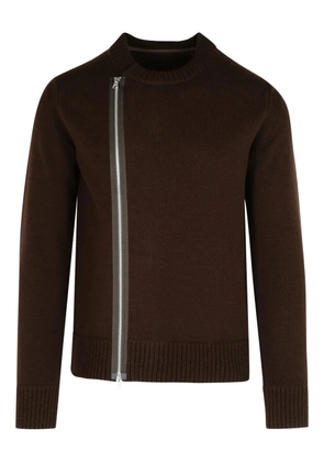 sacai zip-detail wool sweater - Brown