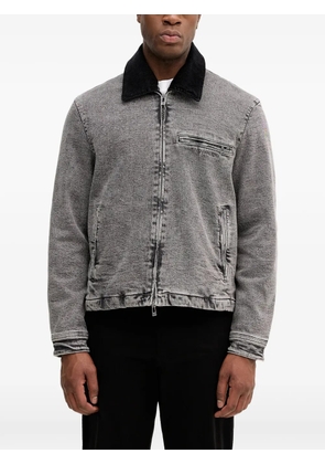 Armani Exchange zip-up corduroy-collar denim jacket - Grey