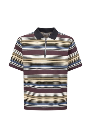 sacai horizontal stripe polo shirt - Brown