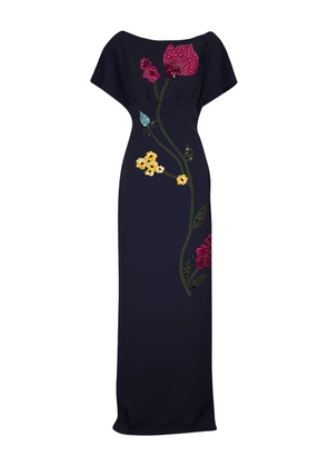 Lela Rose Savannah floral-embellished maxi dress - Blue