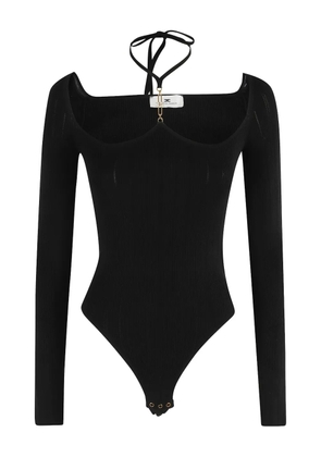 Elisabetta Franchi chain-neck ribbed bodysuit - Black