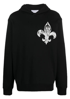 Philipp Plein Chrome skull-print cotton hoodie - Black
