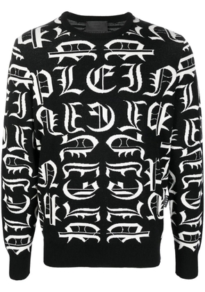 Philipp Plein logo-embroidered crew neck sweater - Black