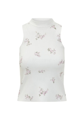 MSGM floral turtleneck top - White