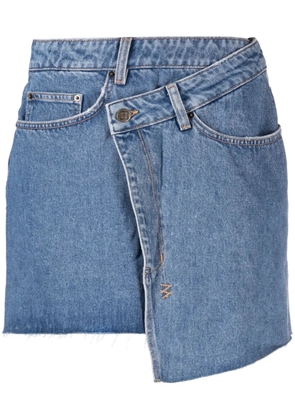Ksubi logo-tag asymmetric denim miniskirt - Blue