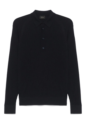 Brioni ribbed-knit polo shirt - Blue