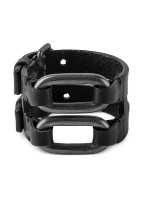 Parts of Four sterling silver leather link gauntlet - Black