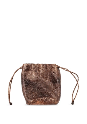 Bottega Veneta Pre-Owned drawstring leather clutch bag - Brown