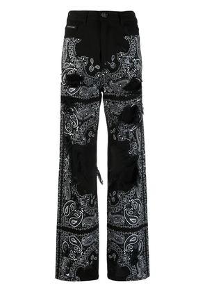 Philipp Plein ripped paisley-print jeans - Black