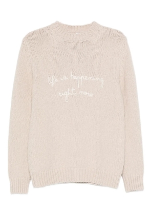 Eleventy embroidered crew-neck sweater - Neutrals