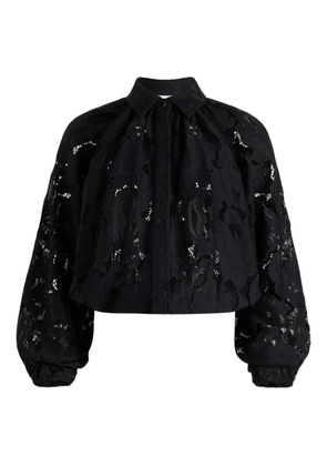 Patou balloon-sleeve lace blouse - Black