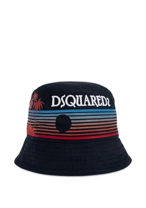 DSQUARED2 palm-print striped bucket hat - Blue