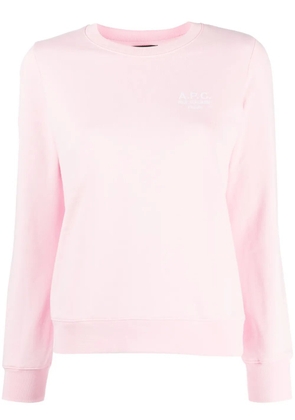 A.P.C. logo-embroidered long-sleeve T-shirt - Pink