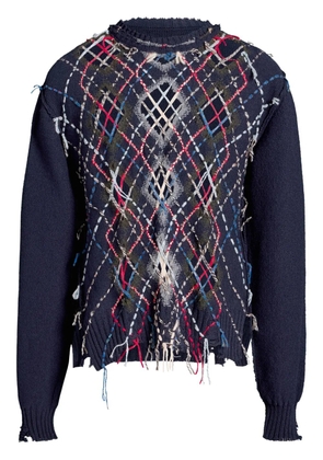 Maison Margiela cut-out intarsia-knit jumper - Blue