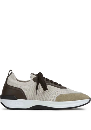 Brioni panelled knitted sneakers - Neutrals