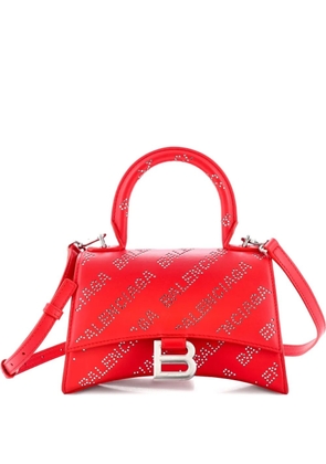 Balenciaga Pre-Owned Hourglass Top Handle Bag Leather with Allover Logo Crystals XS satchel - Red