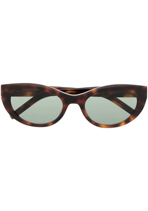 Saint Laurent Eyewear tortoiseshell logo-plaque sunglasses - Brown
