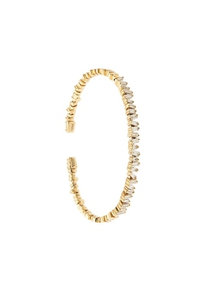 Suzanne Kalan 18kt yellow gold Fireworks flexible diamond baguette cuff