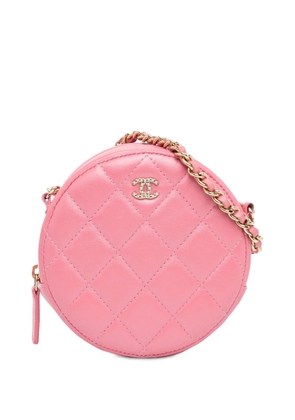 CHANEL Pre-Owned 2020 CC Quilted Lambskin Round Pearl Clutch with Chain crossbody bag - Pink