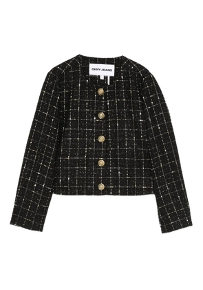DKNY check-pattern cropped jacket - Black
