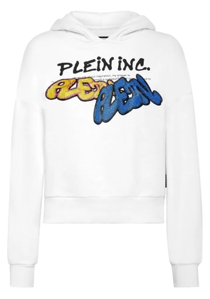 Philipp Plein Bombing Graffiti-print long-sleeve hoodie - White