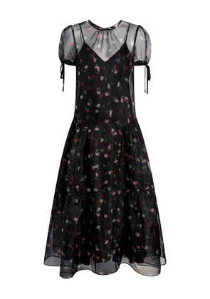 Cinq A Sept puff-sleeve tiered dress - Black