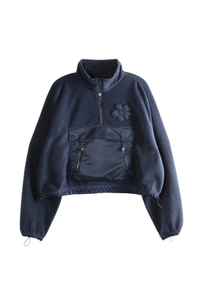 Cecilie Bahnsen flower-appliqué half-zip sweatshirt - Blue