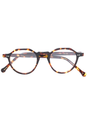 Lesca tortoiseshell round frame glasses - Brown