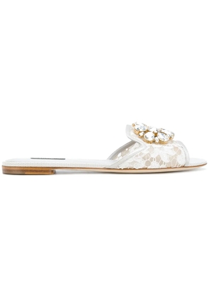 Dolce & Gabbana Rainbow Lace brooch-detail sandals - Grey