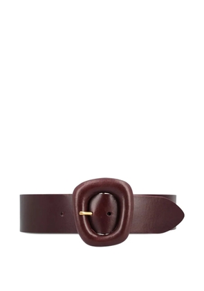 Saint Laurent sculpted-buckle leather belt - Red