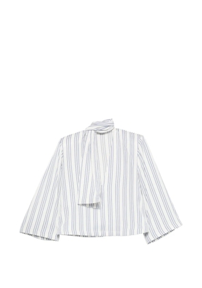Rowen Rose scarf-detail striped shirt - White