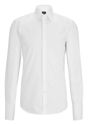 BOSS spread-collar cotton shirt - White
