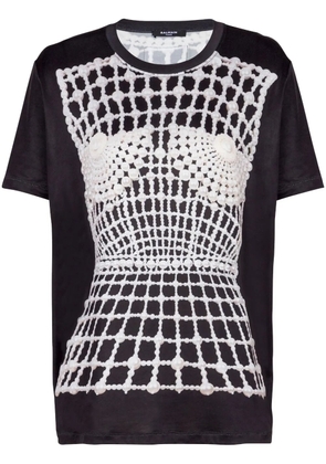 Balmain trompe l'oeil-print T-shirt - Black