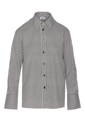 LIU JO striped crystal-button shirt - Grey