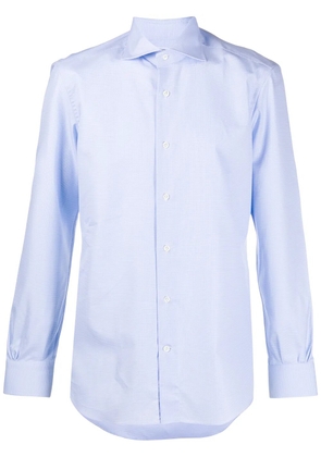 Mazzarelli spread-collar houndstooth shirt - Blue