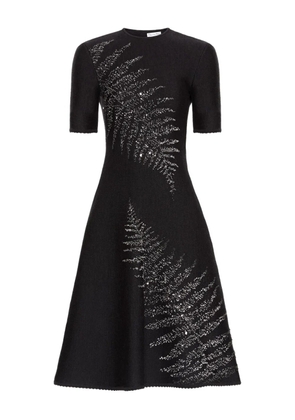 Oscar de la Renta fern-embroidered knit dress - Black