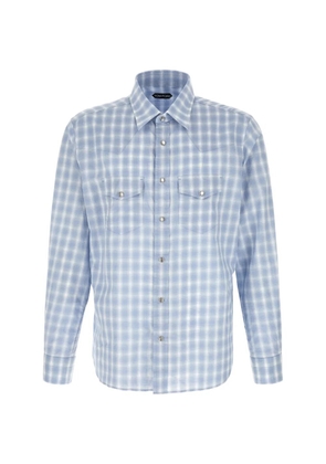 TOM FORD check snap-button shirt - Blue