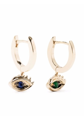 Delfina Delettrez 9kt yellow gold Micro-Eye Piercing emerald and sapphire earrings