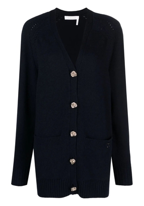Chloé V-neck fine-knit cardigan - Blue