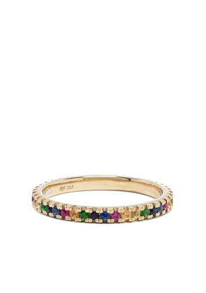 Roxanne First 14kt yellow gold Rainbow sapphire eternity band ring