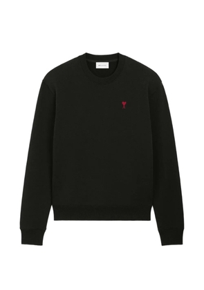 AMI Paris embroidered-logo cotton sweater - Black