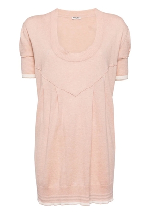 Miu Miu Pre-Owned stripe-trim knitted cotton top - Pink