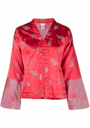 Comme Des Garçons Comme Des Garçons metallic thread floral jacket - Red
