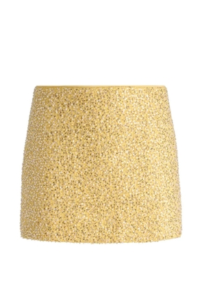 alice + olivia Ecenia sequin-embellished tweed mini skirt - Yellow