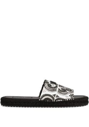 Dolce & Gabbana Majolica-print slides - Black