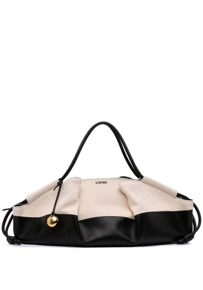 Loewe Pre-Owned 2010-2020 XL Shiny Calfskin and Canvas Paseo satchel - Brown