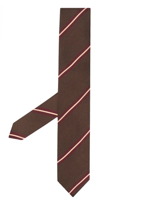 Lardini striped silk tie - Brown